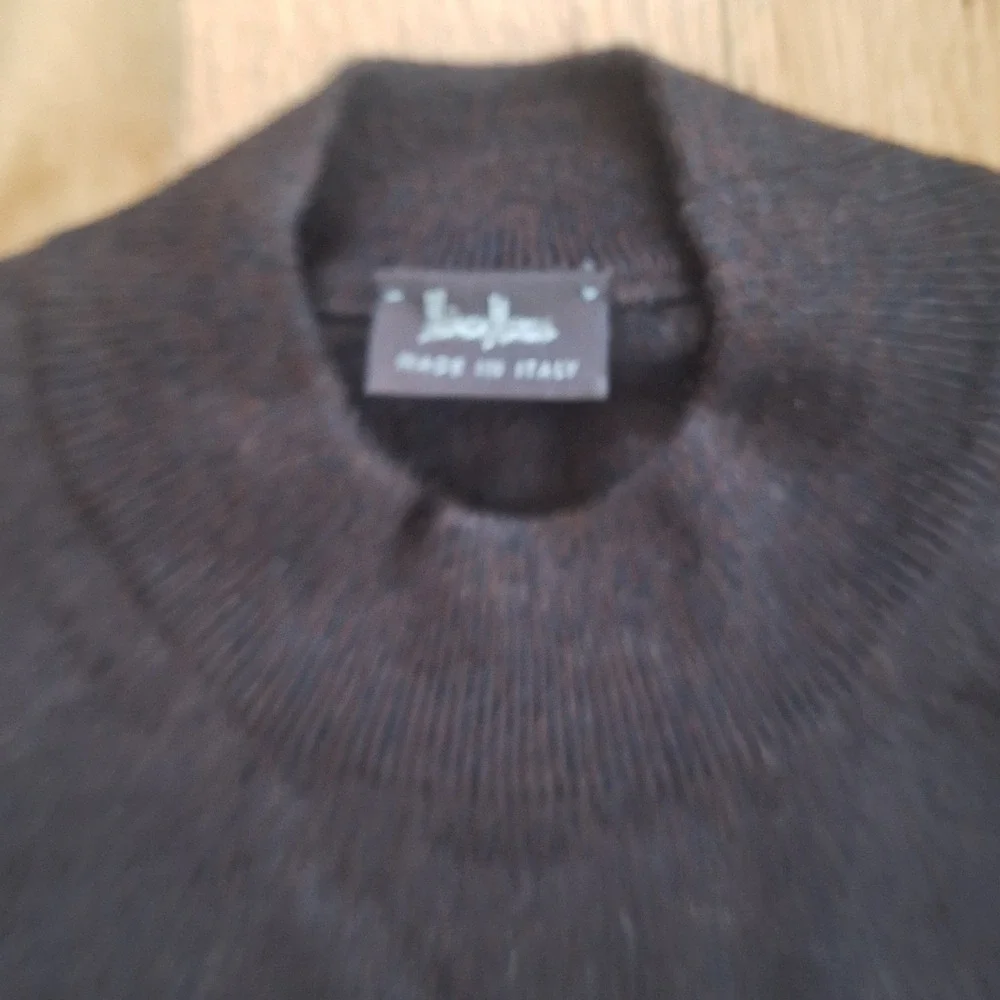 Luciano Barbera Vintage Mock Neck Sweater 100% Virgin Wool Made in Italy Brwn XL